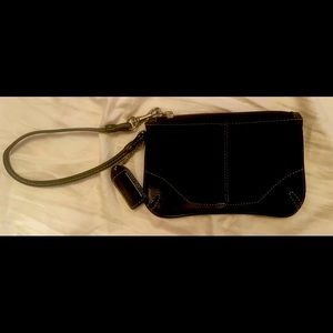 Coach leather and canvas wristlet